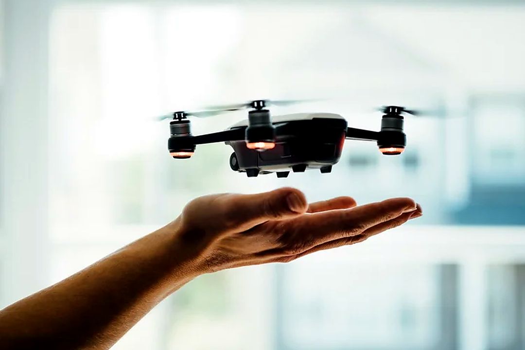 A survey drone of the kind used to inspect roofs and high elevations