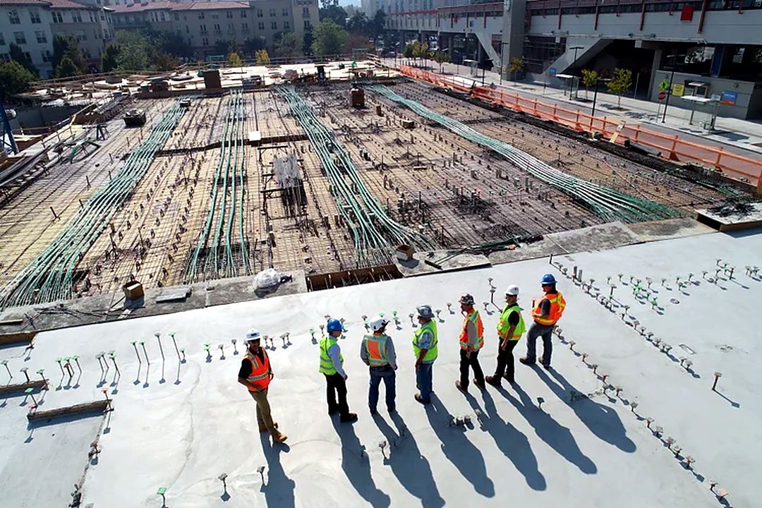 A project team on a live construction site during works